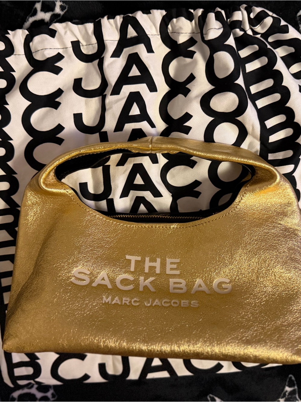 Marc Jacobs The Sack Bag Gold and White